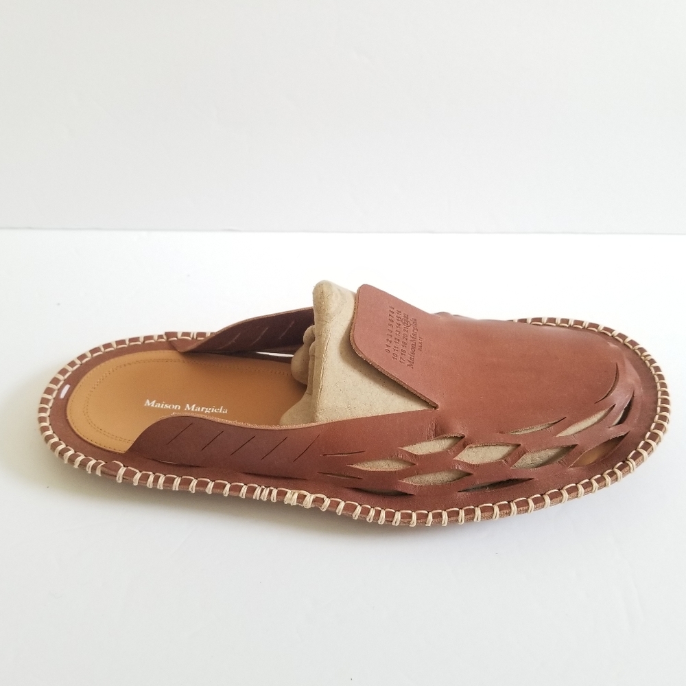 Maison Margiela Leather Flat Mules Sandals Size 39 Brown Tan - Picture 3 of 8